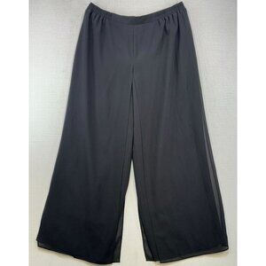 R&M Richards Womens Chiffon Pants 16W Black Sheer Overlay Split